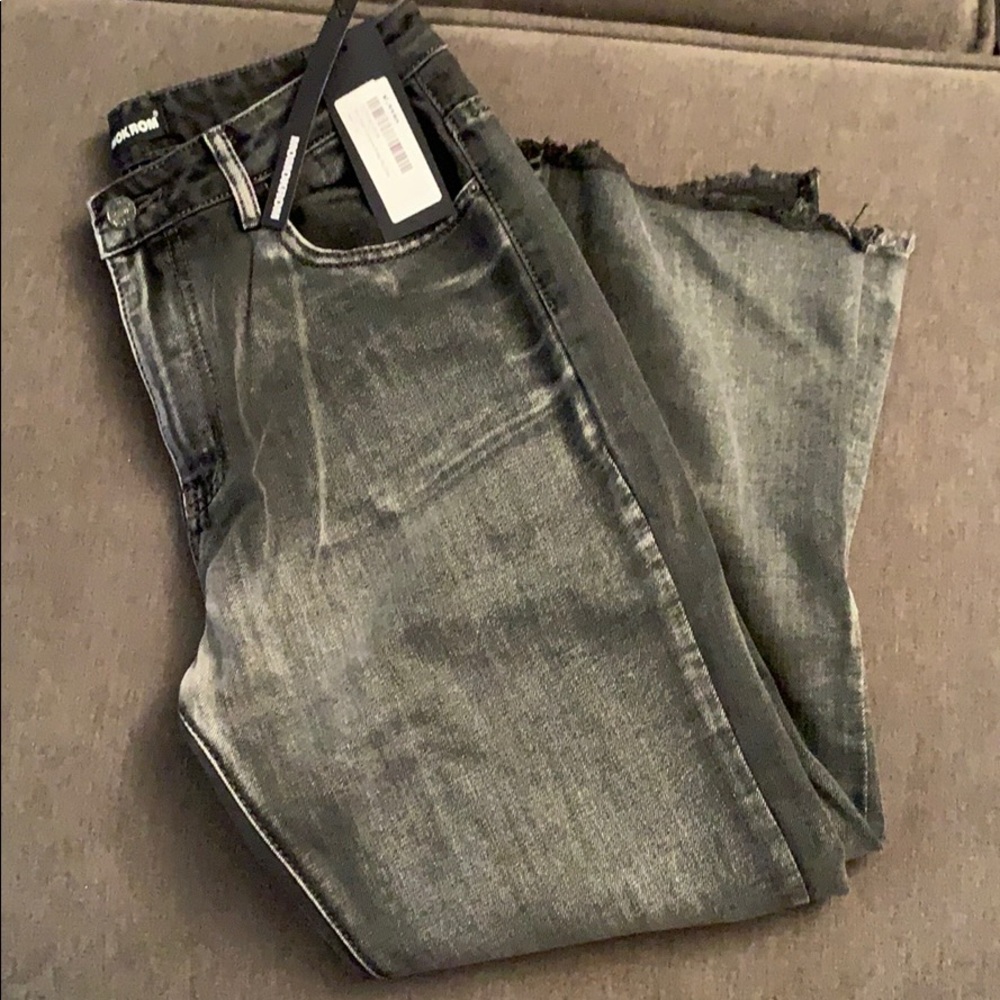 Dark gray, flare cropped jeans